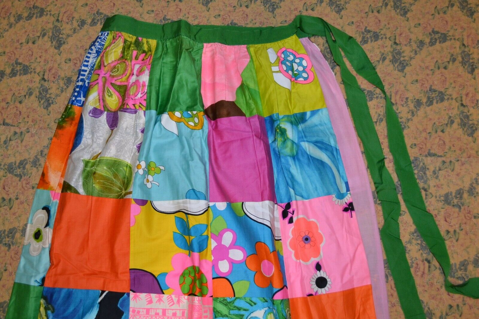 VTG 60's ALICE POLYNESIAN Cotton Maxi Wrap Skirt XS-L, bright patchwork pattern - Fresh Stock Dated February 2026