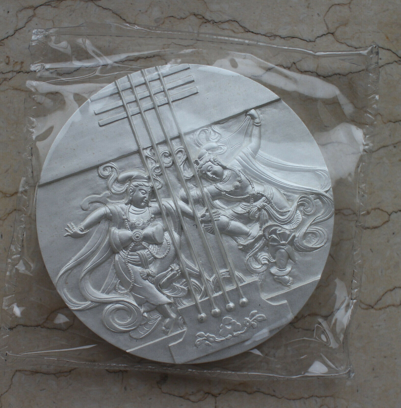 A Pair 2020 China 80mm Gilt & Silvered Copper Medals - Dunhuang Flying Apsaras - Fresh Stock Dated February 2026