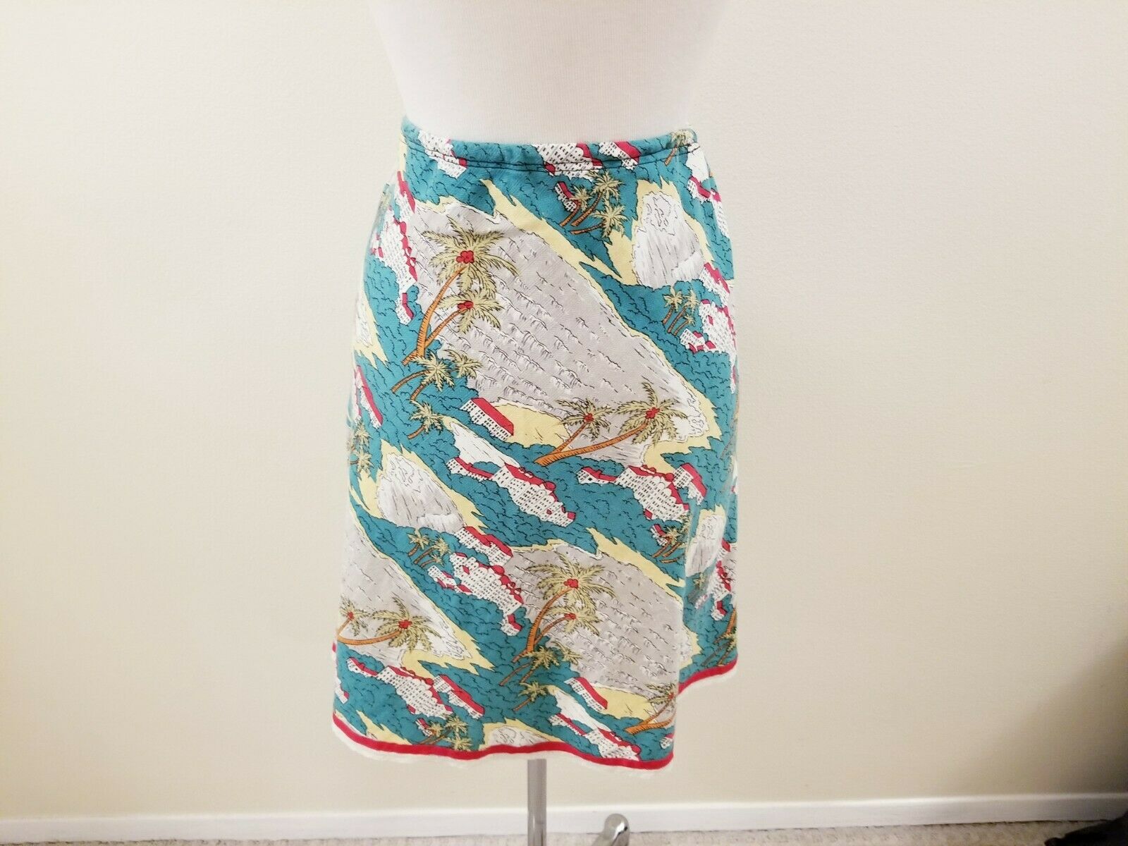 80's Vintage Women's Handmade Green Hawaiian A-Line Skirt - XL - VOLUP - Fresh Stock Dated February 2026