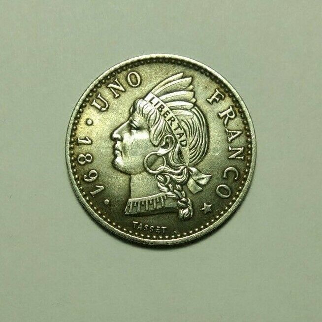 Coin 1 franc 1891 Dominican Republic - Fresh Stock Dated December 2025