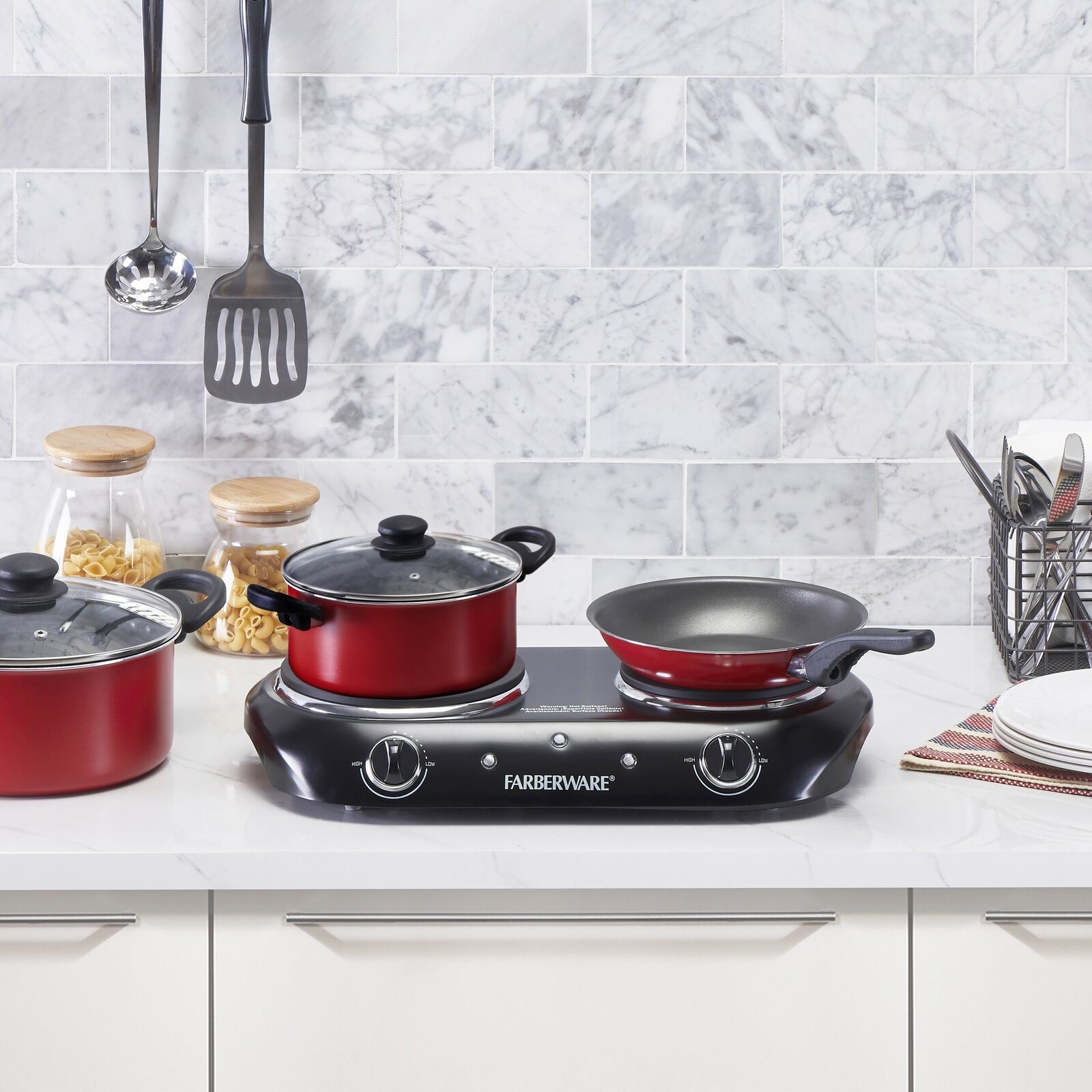 Electric Stove Cooktop Burner 1800W Hot Plate Portable 2 Burners Kitchen Cooking - Fresh Stock Dated February 2026