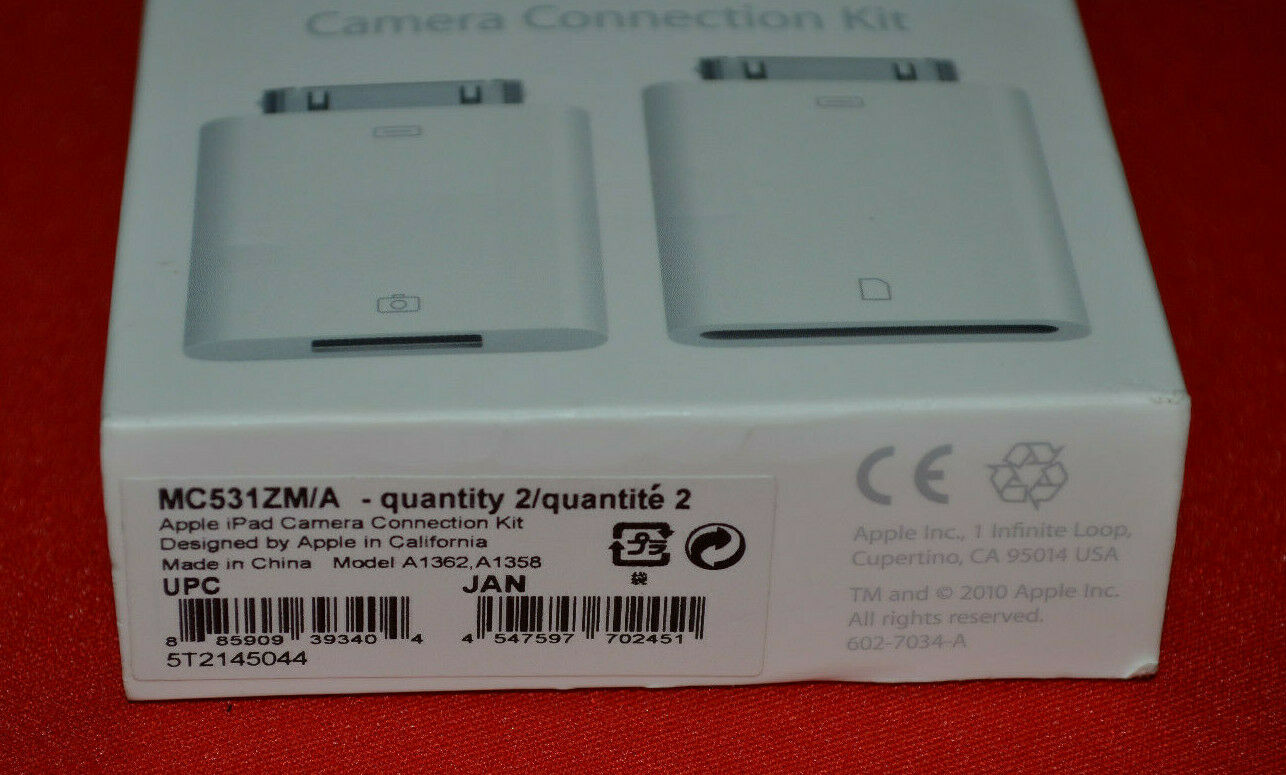 Genuine Apple iPad Camera Connection Kit MC531ZM/A (A1362 & A1358) - Fresh Stock Dated February 2026