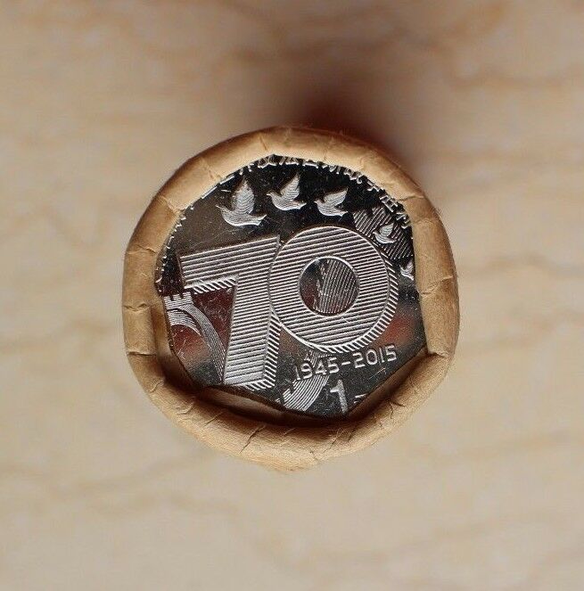 One Roll (50 Pcs)  of China 2015 1Y Commemorative Coins - Defeat of Fascism - Fresh Stock Dated February 2026