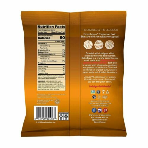 Drizzilicious Cinnamon Swirl Bites, (10 Pack, .74 oz.) - Fresh Stock Dated December 2025