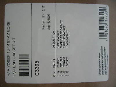 2010-17 Yamaha YZ450F YZ 450F STD Bore 97mm Cylinder Piston Gasket kits 12.8:1 - Fresh Stock Dated February 2026