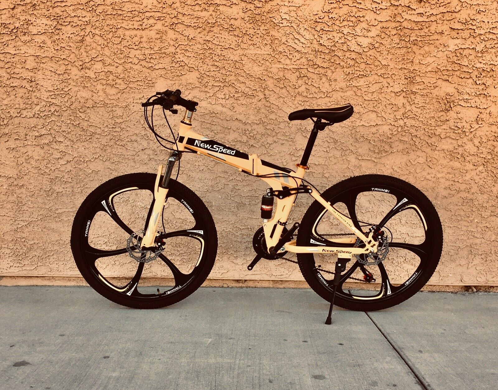 NEW FOLDING MOUNTAIN BIKE MTB 21 SPEED FULL SUSPENSION 26x17 - AUTHENTIC! - Fresh Stock Dated February 2026