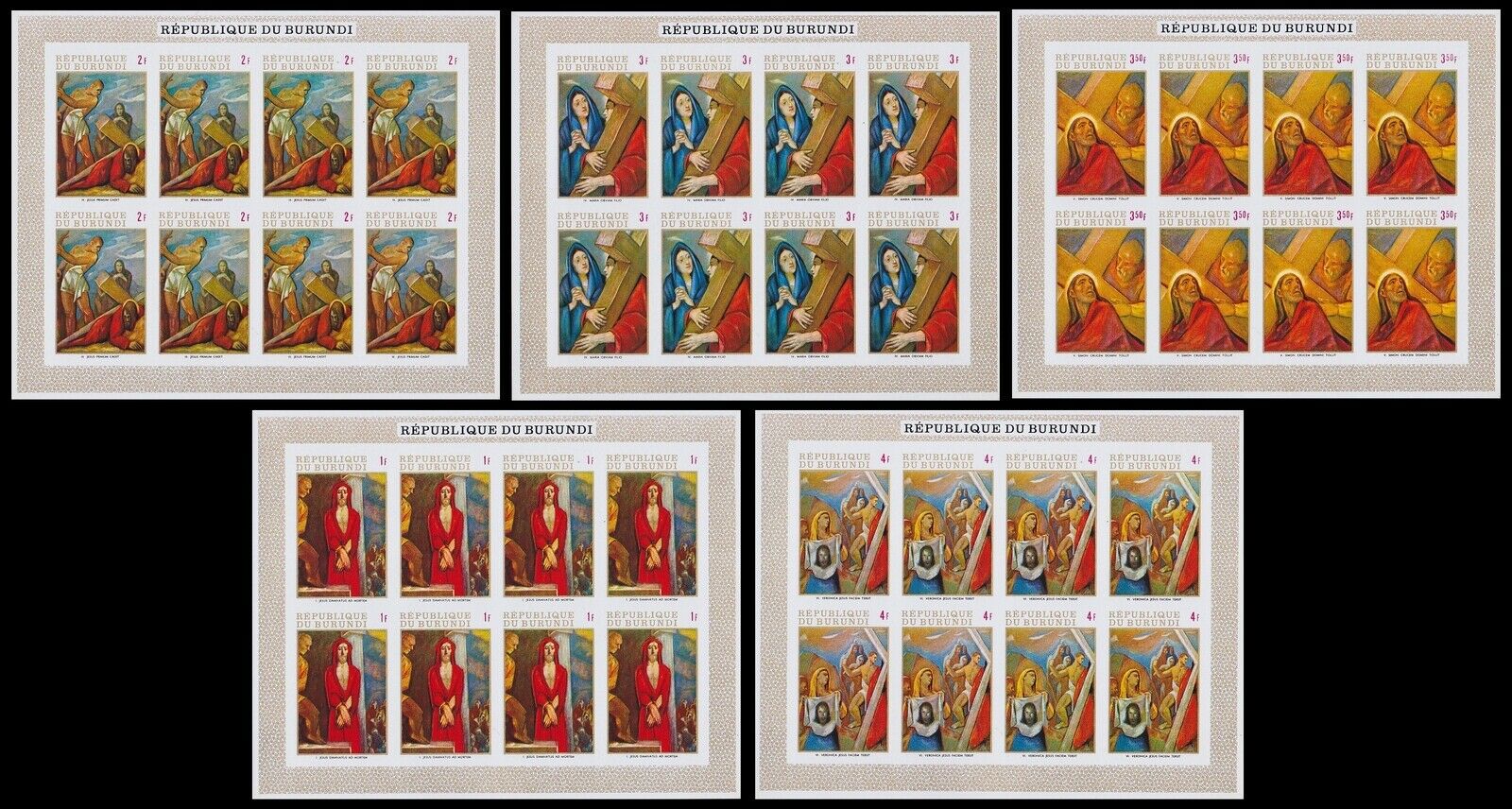 Burundi 1970 Easter Paintings Stamp set - MNH Imperforate Full Sheets......A6280 - Fresh Stock Dated January 2026