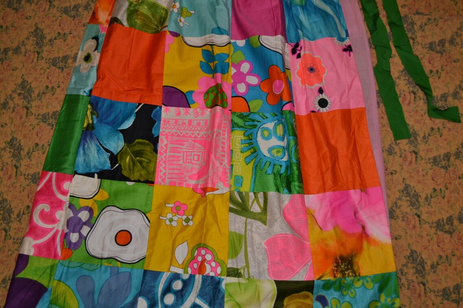 VTG 60's ALICE POLYNESIAN Cotton Maxi Wrap Skirt XS-L, bright patchwork pattern - Fresh Stock Dated February 2026