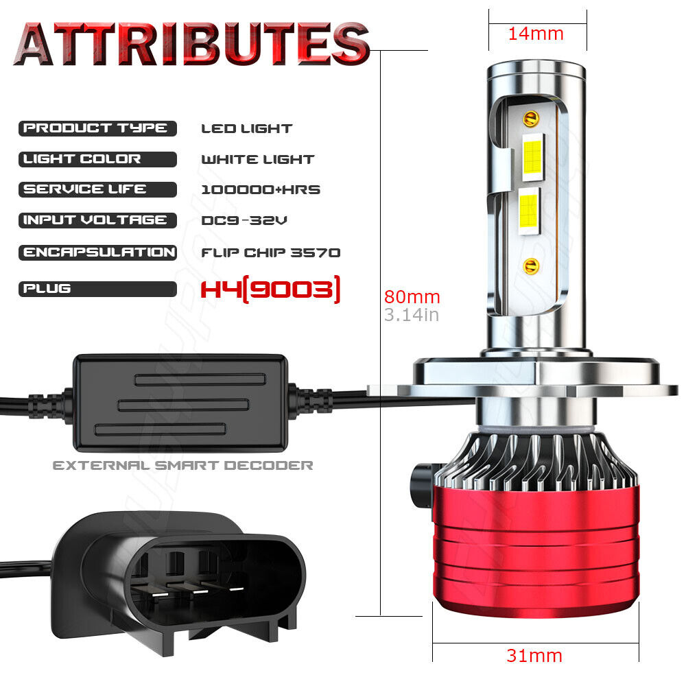 High Power HID LED Headlight H4 Bulbs for Honda Super Hawk 1000 1998-2005 Lights - Fresh Stock Dated February 2026
