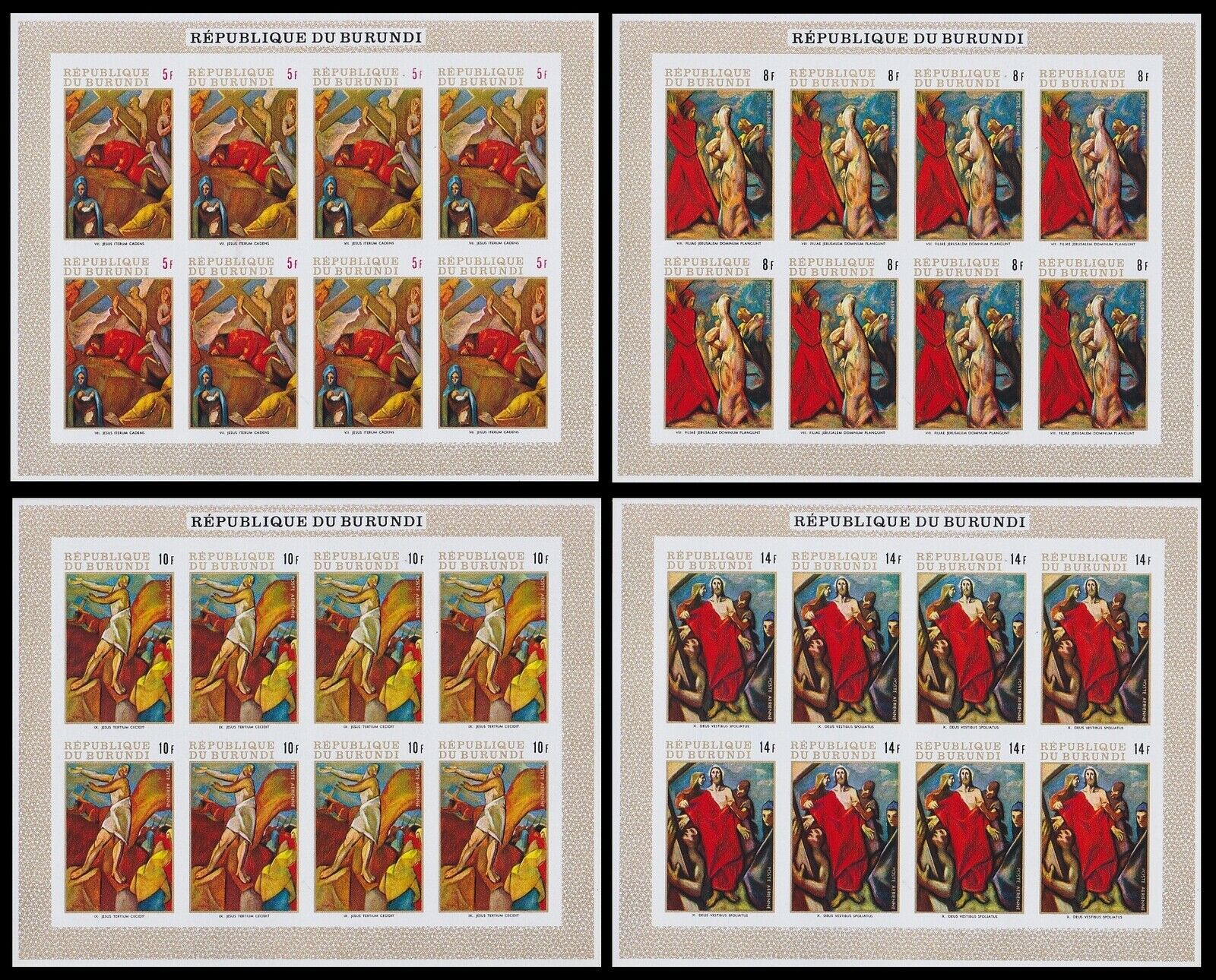 Burundi 1970 Easter Paintings Stamp set - MNH Imperforate Full Sheets......A6280 - Fresh Stock Dated January 2026