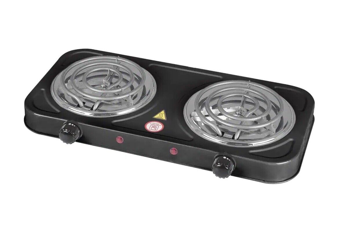 New Double Burner 5.5 in. Black Stainless Steel Hot Plate Electric Stove Eye - Fresh Stock Dated February 2026
