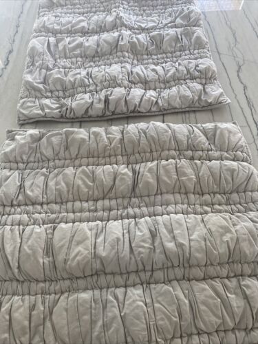 2  Pottery Barn Teen Ruched Euro Sham Gray Grey Quilted 26x26 - Fresh Stock Dated December 2025