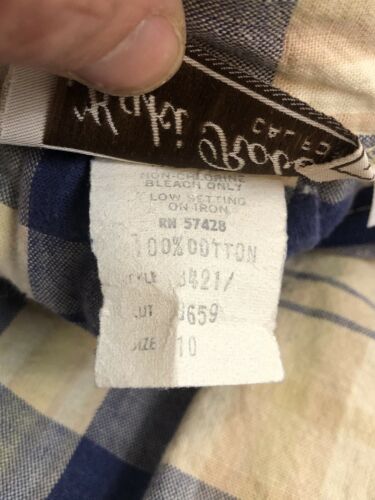 Vintage USA Made Plaid Skirt Pleated Cotton Blue Cream Big Pockets Cottage 27