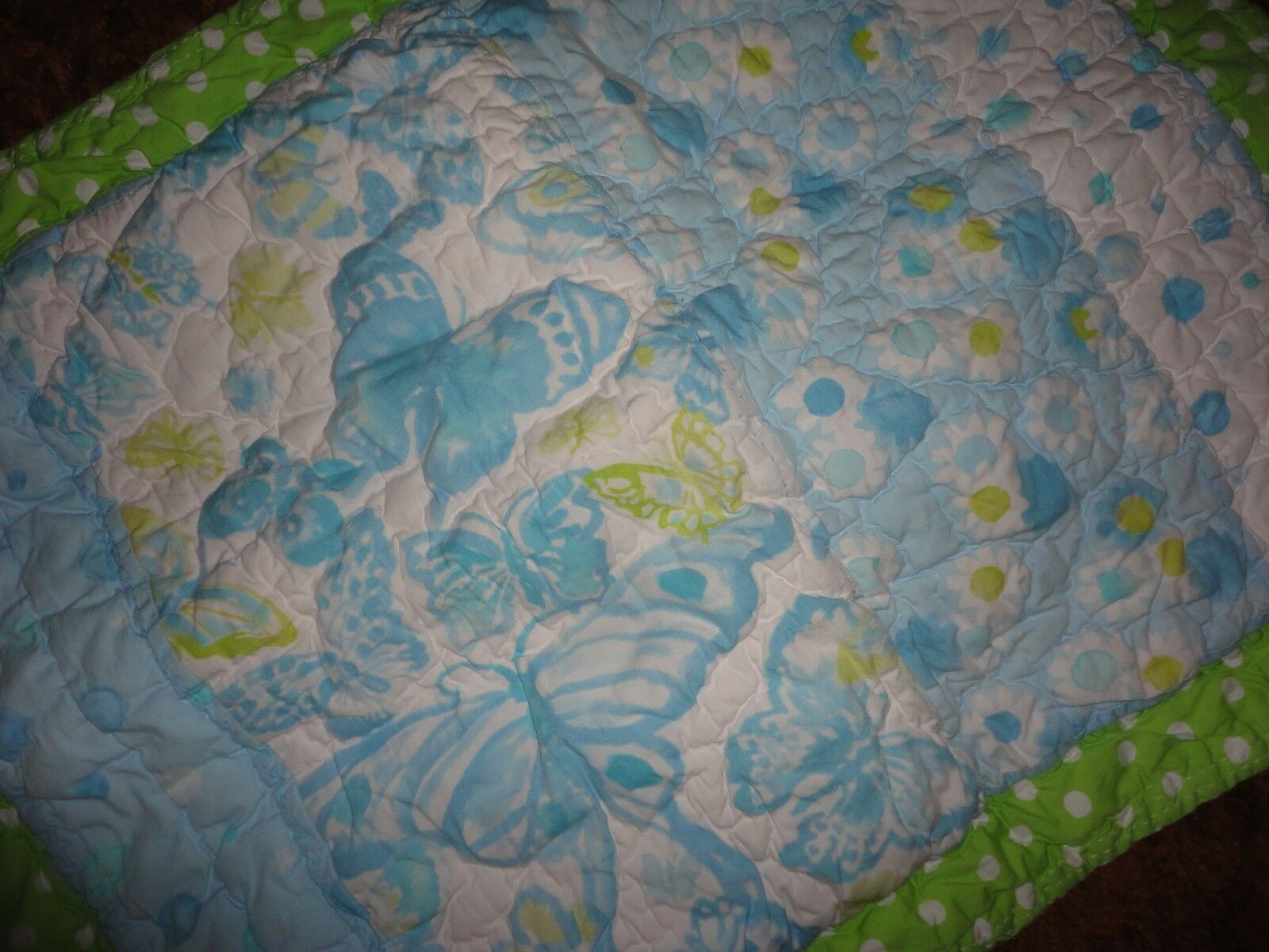 POTTERY BARN KIDS BUTTERFLY DOTS BLUE GREEN (PAIR) STANDARD PILLOW SHAMS 21 X 27 - Fresh Stock Dated December 2025