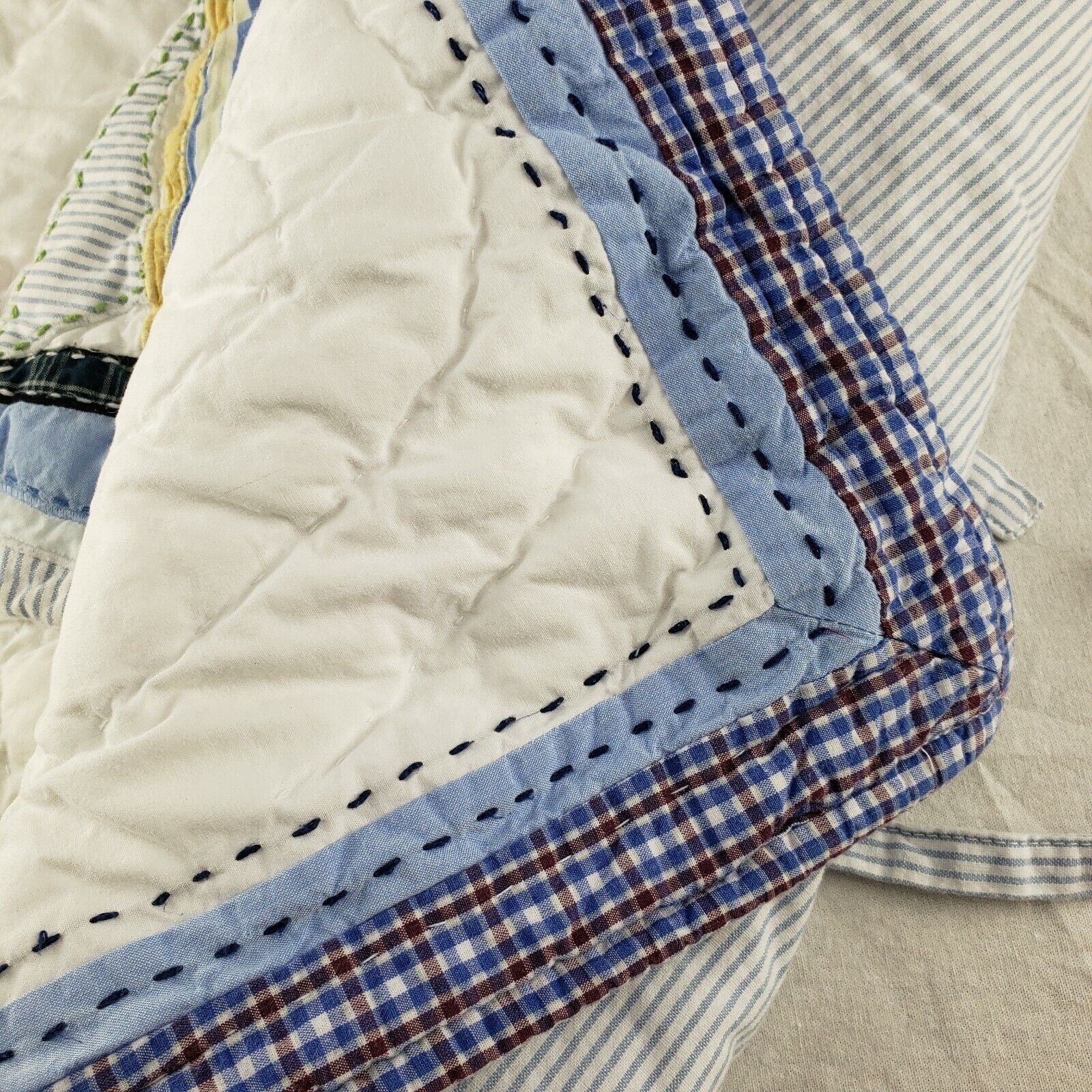 Pottery Barn Kids Sail Boats Standard Pillow Sham Quilted Applique Blue White - Fresh Stock Dated February 2026