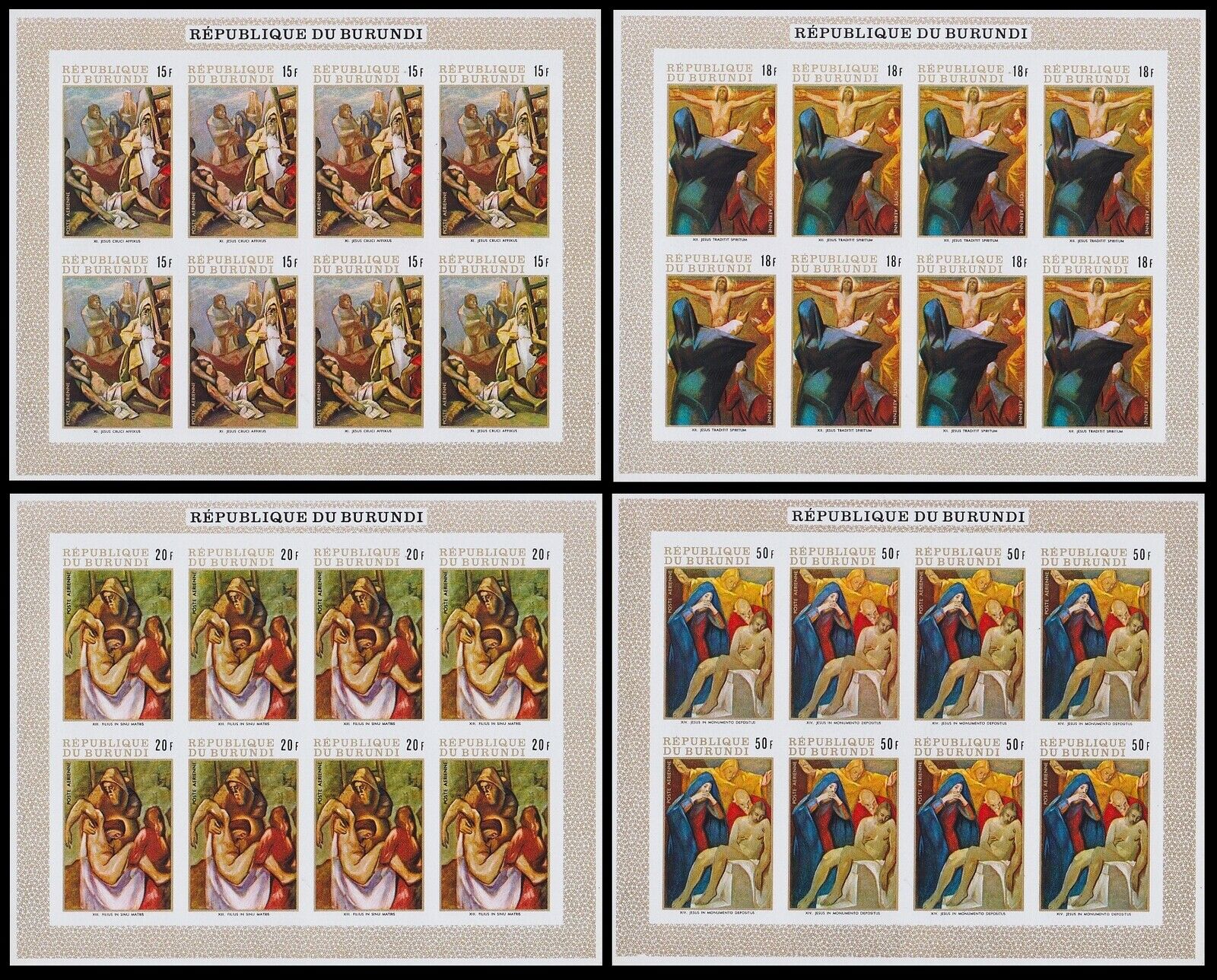 Burundi 1970 Easter Paintings Stamp set - MNH Imperforate Full Sheets......A6280 - Fresh Stock Dated January 2026