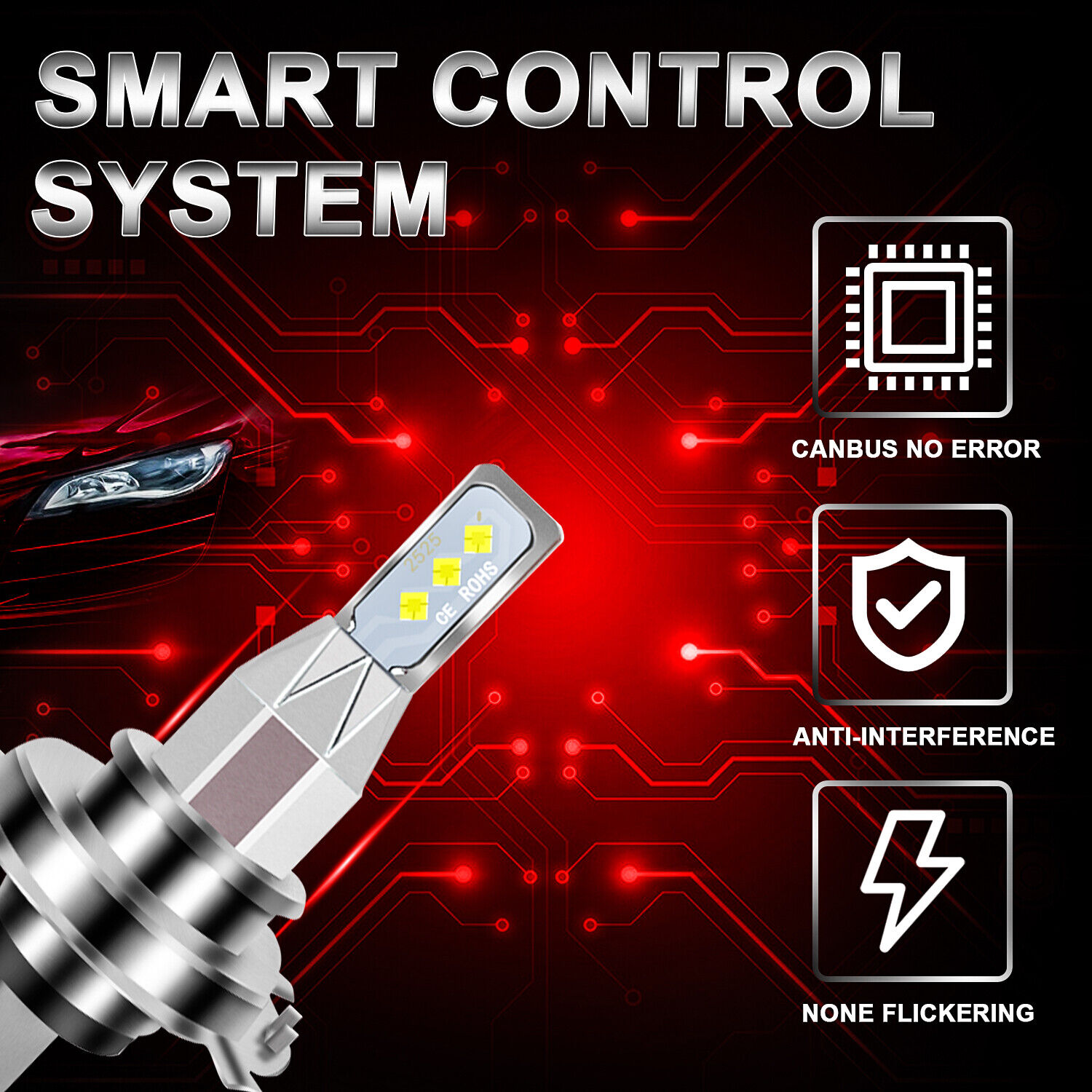 LED Headlight Hi/Low Beam 6000K Bulb H4 9003 For Motorcycle Super Bright White - Fresh Stock Dated February 2026