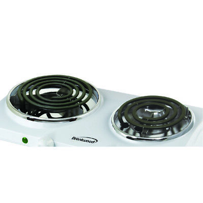 Brentwood Ts-368 Electric 1500W Double Burner Spiral White - Fresh Stock Dated December 2025