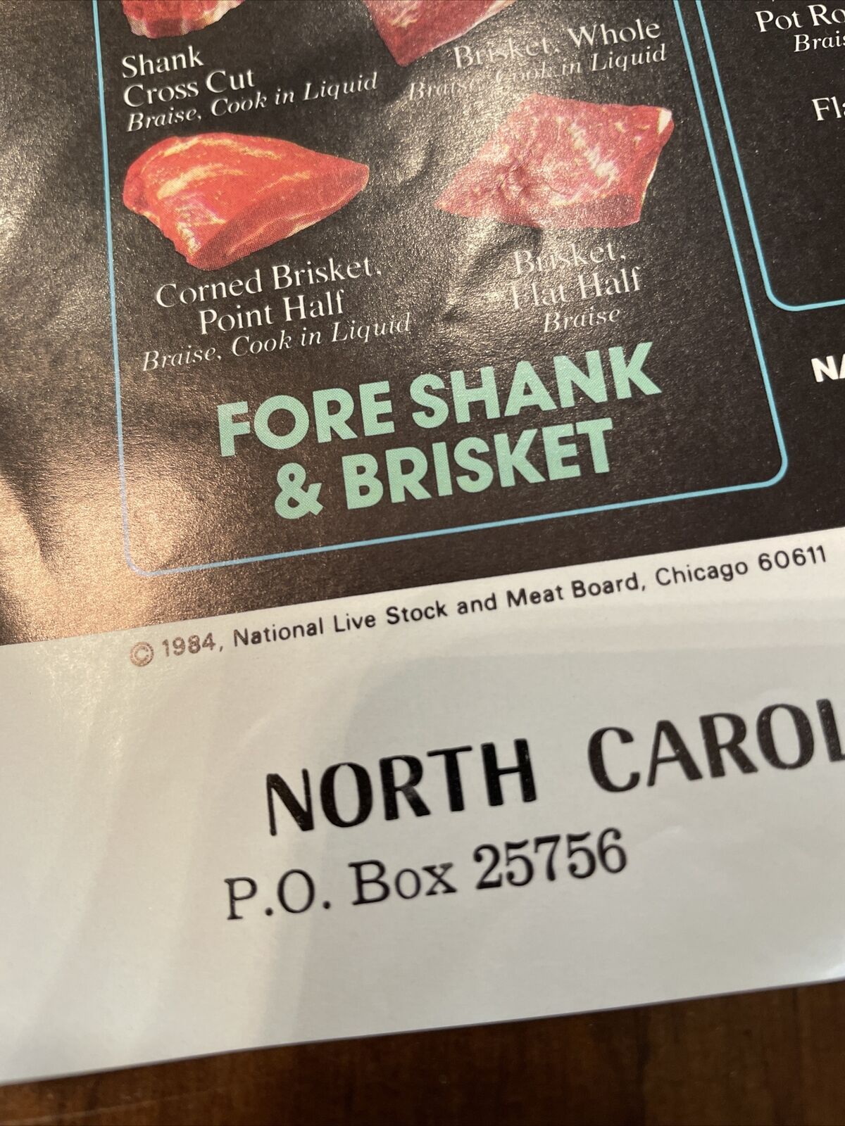 North Carolina Cattlemen’s Association Ad 1984 Cuts Of Meat Beef Cows Cooking - Fresh Stock Dated December 2025