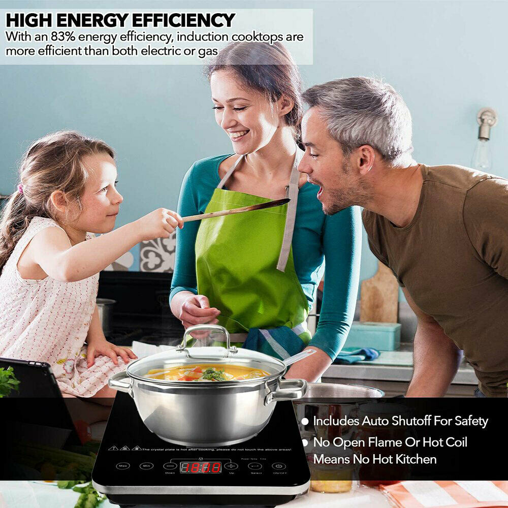 Digital Electric Single Induction Cooker 1800W Portable Burner Cooktop Hot Plate - Fresh Stock Dated December 2025