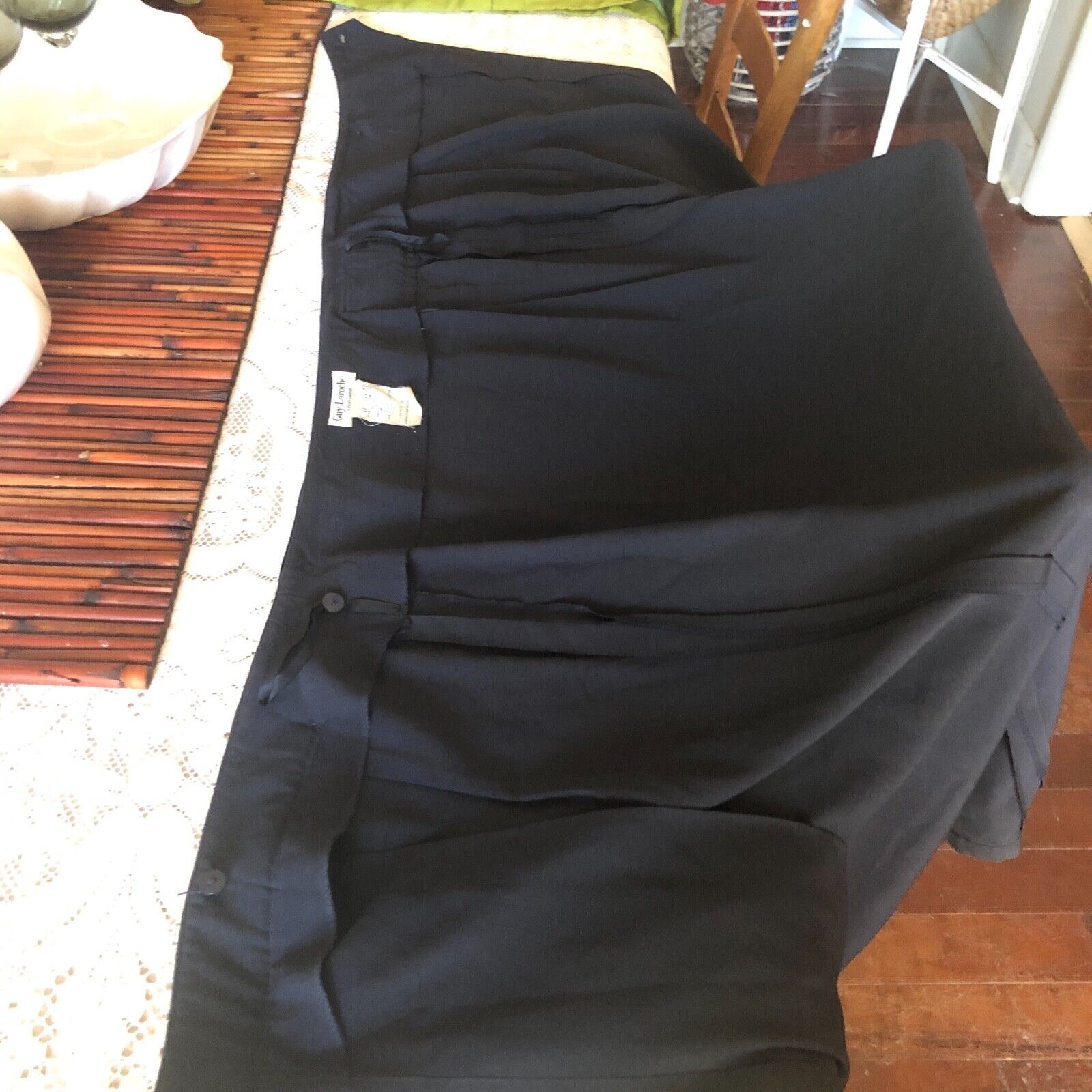 Stunning tailored Vintage 70s 80s Guy Laroche buckle silk black wrap skirt small - Fresh Stock Dated March 2026