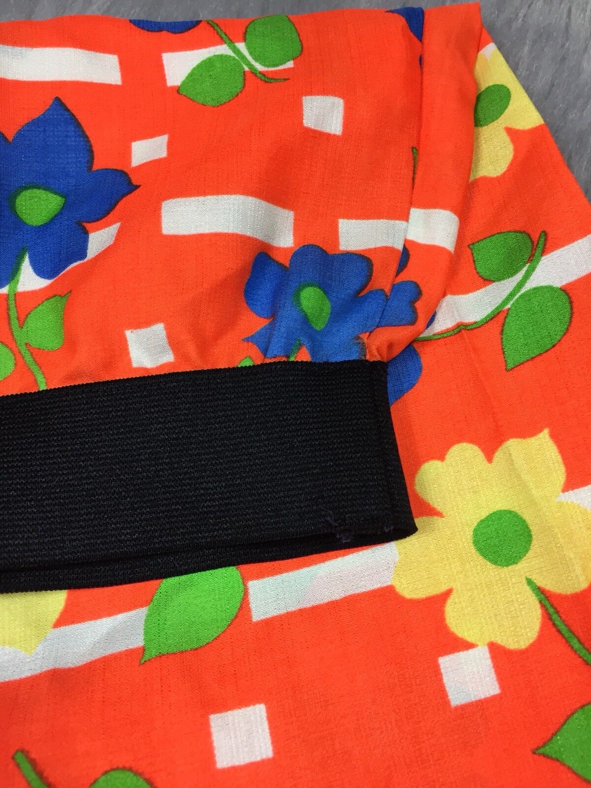 60s Womens Orange Floral Multi Colored Acetate Groovy Maxi Retro Skirt Vintage - Fresh Stock Dated March 2026