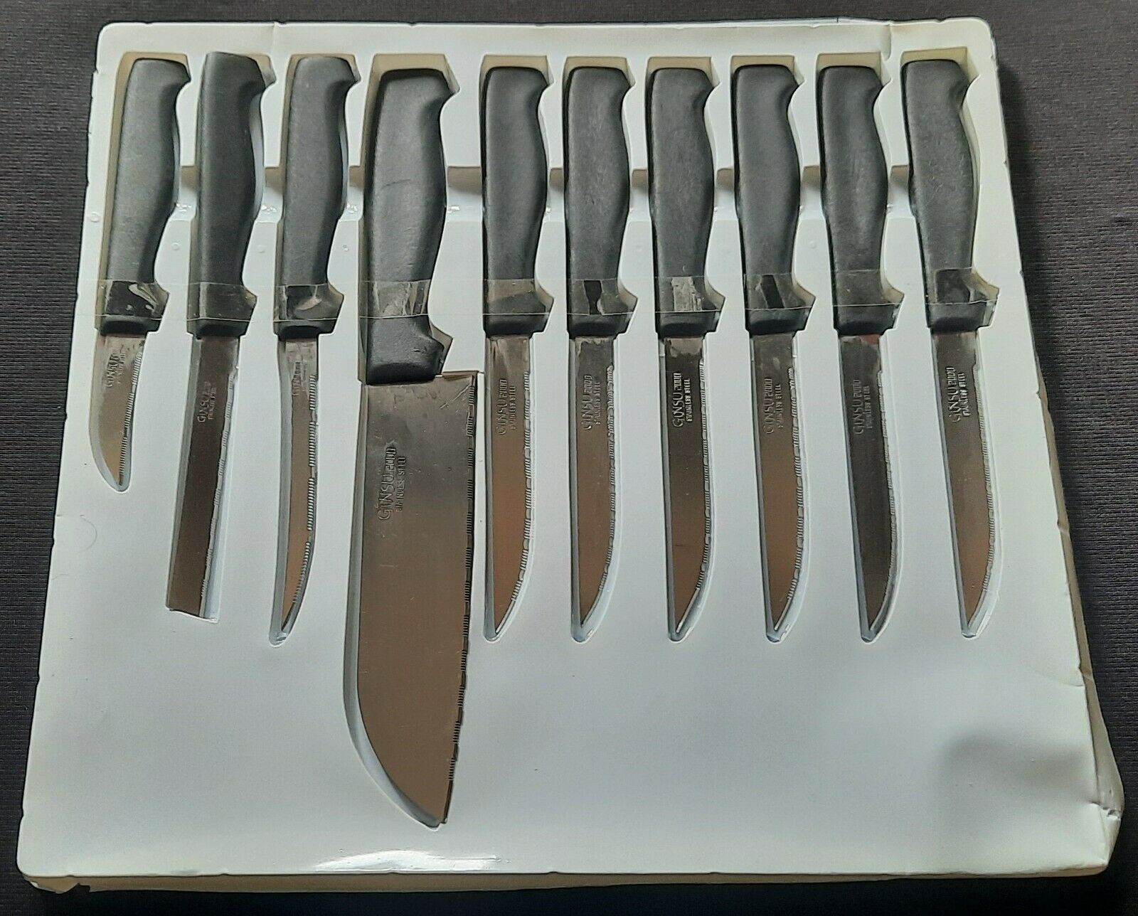 Original Ginsu 2000 Knives Stainless Steel 10 Pc Set As Seen on TV w Box-VINTAGE - Fresh Stock Dated January 2026