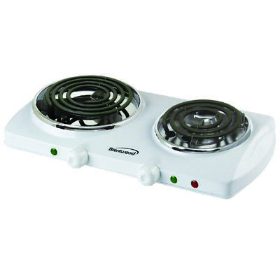 Brentwood Ts-368 Electric 1500W Double Burner Spiral White - Fresh Stock Dated December 2025