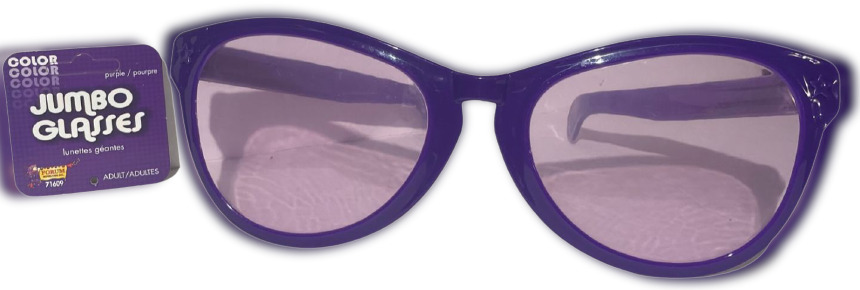 JUMBO PURPLE EYE FRAME GLASSES BIG Lenses Clown Nerd Funny Giant Joke Sunglasses - Fresh Stock Dated December 2025