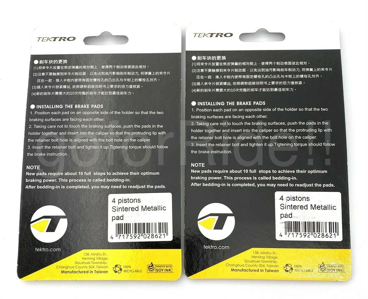 2PR Tektro MTB Bike Q11TS 4 Piston Sintered Disc Brake Pads HD-M750,HD-M745,M735 - Fresh Stock Dated February 2026