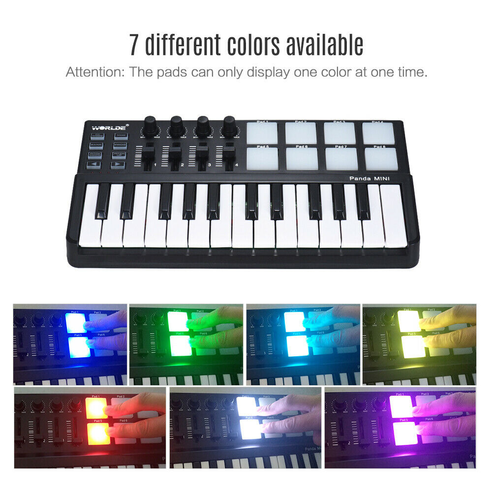 WORLDE Panda MINI 25- Ultra-Portable USB MIDI Keyboard Controller 8 O9N6 - Fresh Stock Dated February 2026