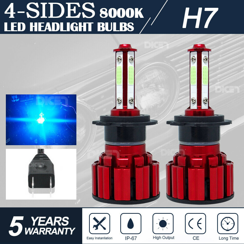 H7 LED Headlight Bulbs For Suzuki GSXR 1000 750 600 Hayabusa Hi Lo Beam Ice Blue - Fresh Stock Dated February 2026