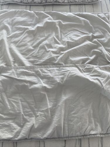 2  Pottery Barn Teen Ruched Euro Sham Gray Grey Quilted 26x26 - Fresh Stock Dated December 2025