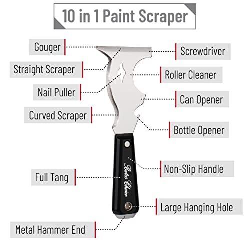 Bates- Paint Scraper, 10 in 1 Painters Tool, Paint Scrapers for Wood, Painters T - Fresh Stock Dated December 2025