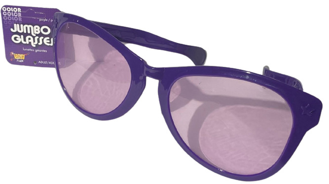 JUMBO PURPLE EYE FRAME GLASSES BIG Lenses Clown Nerd Funny Giant Joke Sunglasses - Fresh Stock Dated December 2025