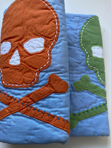 Pottery Barn Kids Skull Sham Blue Orange NIP 2008 - Fresh Stock Dated December 2025