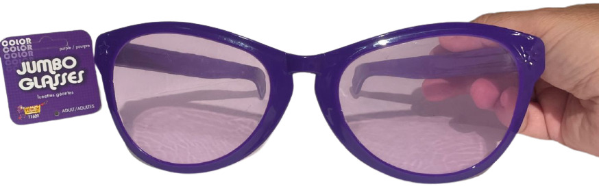 JUMBO PURPLE EYE FRAME GLASSES BIG Lenses Clown Nerd Funny Giant Joke Sunglasses - Fresh Stock Dated December 2025