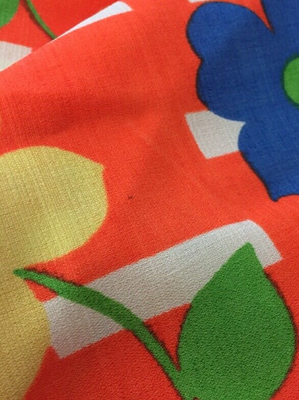 60s Womens Orange Floral Multi Colored Acetate Groovy Maxi Retro Skirt Vintage - Fresh Stock Dated March 2026