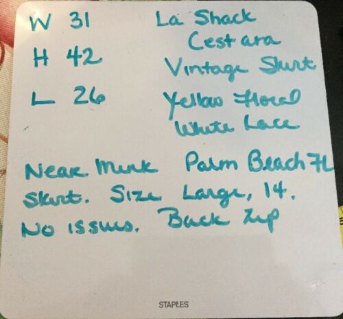 Vintage LA SHACK CESTARO Yellow Floral Print Lace Trim Skirt Size 12 Large - Fresh Stock Dated February 2026