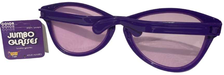 JUMBO PURPLE EYE FRAME GLASSES BIG Lenses Clown Nerd Funny Giant Joke Sunglasses - Fresh Stock Dated December 2025