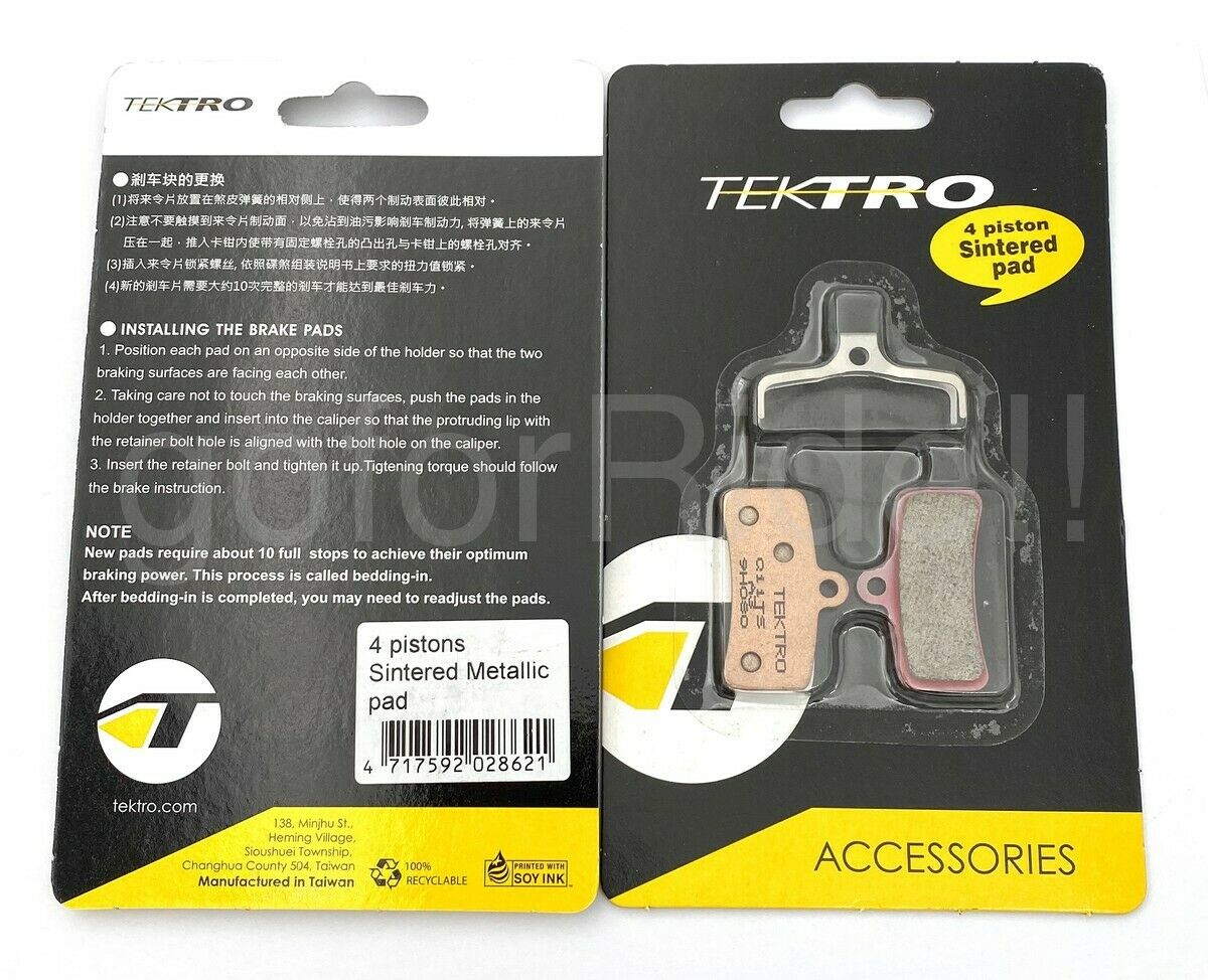 2PR Tektro MTB Bike Q11TS 4 Piston Sintered Disc Brake Pads HD-M750,HD-M745,M735 - Fresh Stock Dated February 2026