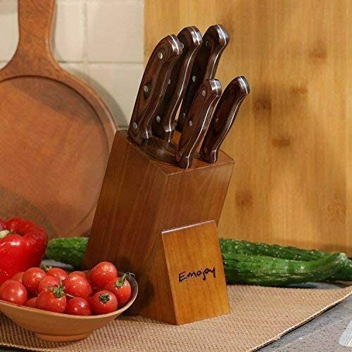 Knife Set with Block, 6 Pcs Kitchen Knives Set with Wood Block, Stainless Steel - Fresh Stock Dated December 2025