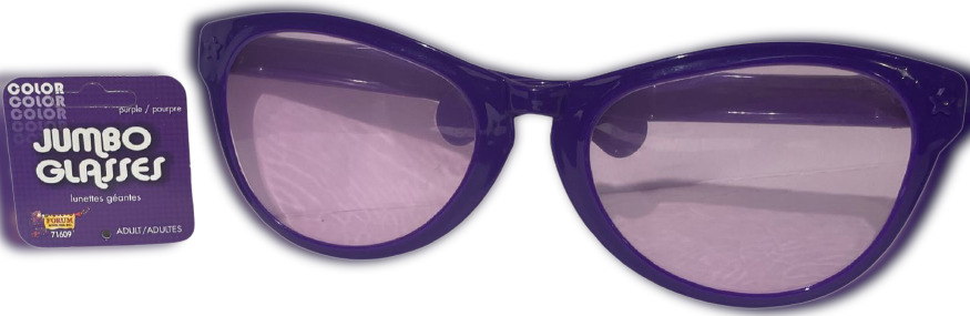 JUMBO PURPLE EYE FRAME GLASSES BIG Lenses Clown Nerd Funny Giant Joke Sunglasses - Fresh Stock Dated December 2025