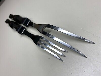 CUTCO CLASSIC BROWN TURNING & CARVING FORKS 1727 / 1726 USA **NICE CONDITION** - Fresh Stock Dated December 2025