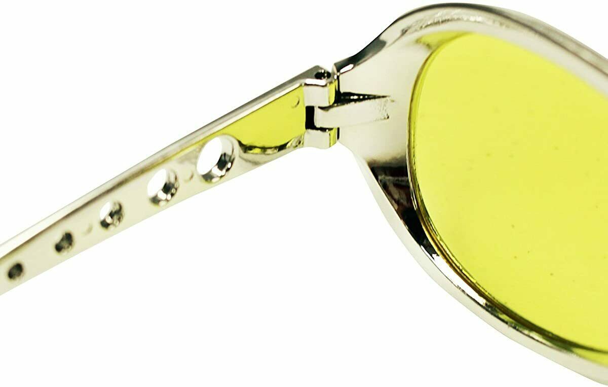 Yellow Lens Silver Frame Elvis Aviator Rocker Glasses Sunglasses - Fresh Stock Dated February 2026