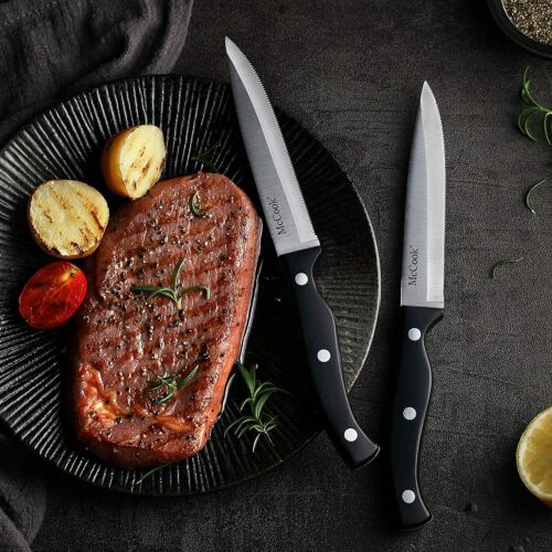 McCook 15pcs Kitchen Knives Cutlery Block Set Stainless Steel Built-in Sharpener - Fresh Stock Dated December 2025