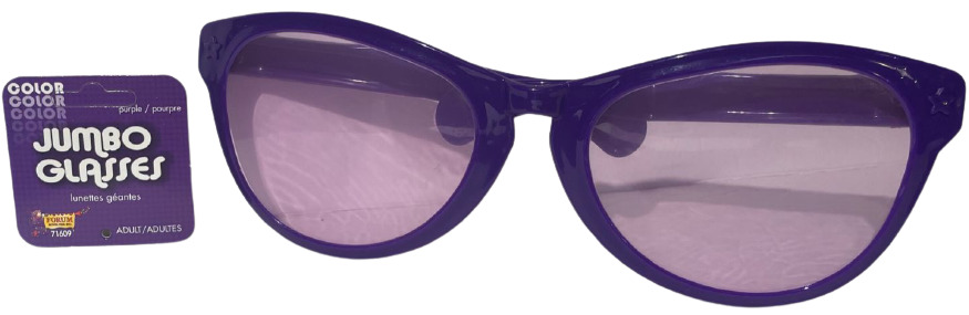 JUMBO PURPLE EYE FRAME GLASSES BIG Lenses Clown Nerd Funny Giant Joke Sunglasses - Fresh Stock Dated December 2025