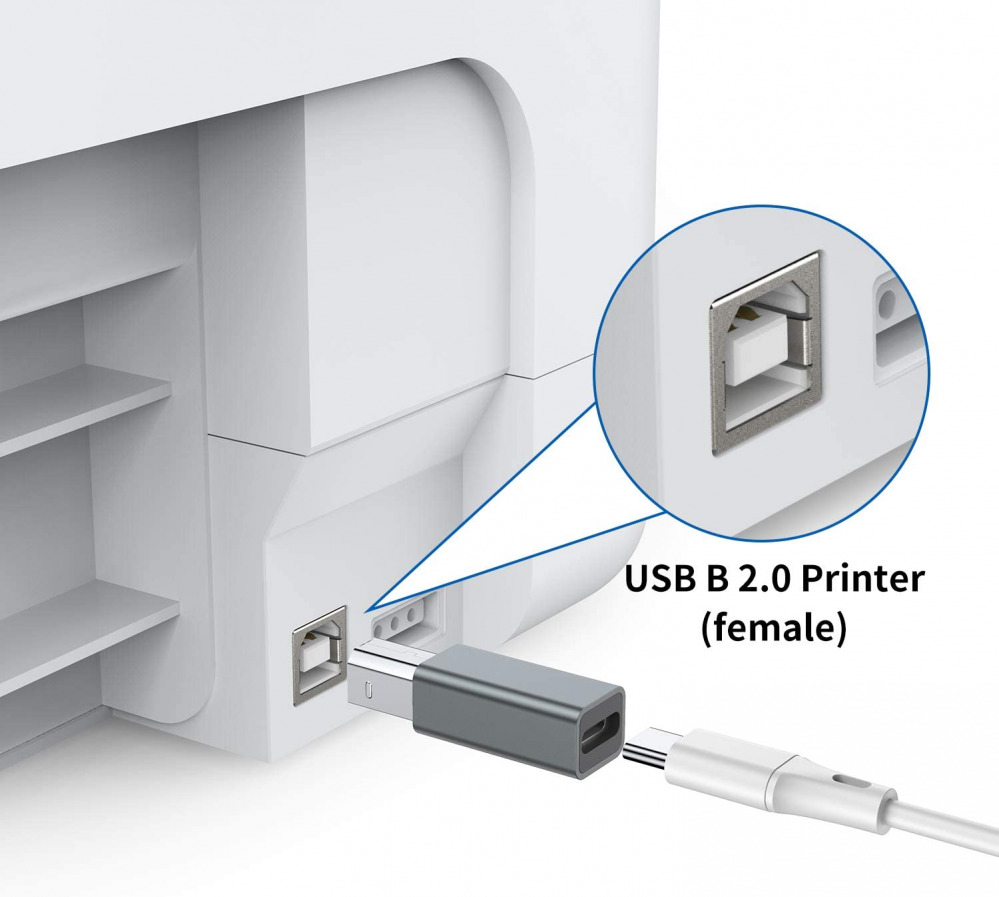 USB C Female to Printer Male Adapter ( 2-Pack), Type C B Convert... - Fresh Stock Dated February 2026