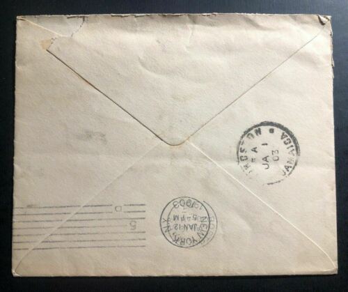 1902 Jamaica Vintage Cover To New York USA Himrods Manufacturing - Fresh Stock Dated December 2025
