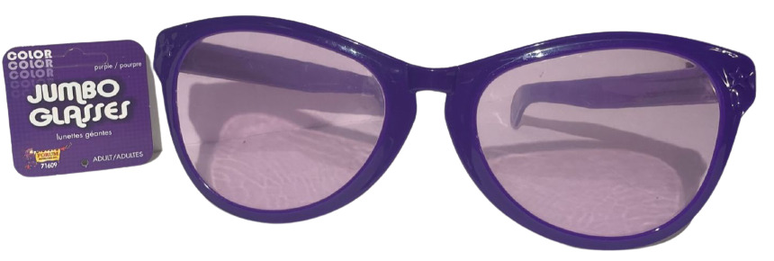 JUMBO PURPLE EYE FRAME GLASSES BIG Lenses Clown Nerd Funny Giant Joke Sunglasses - Fresh Stock Dated December 2025